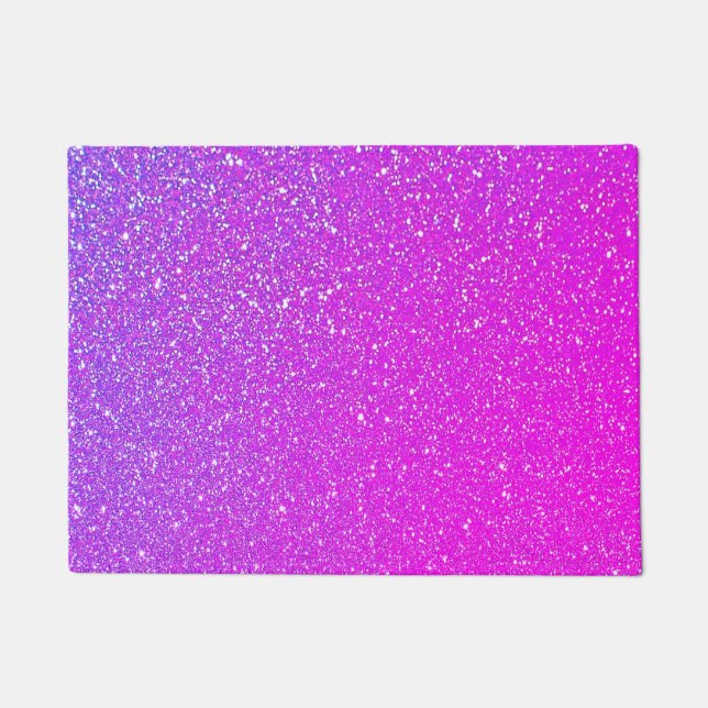 Sparkling Pink Purple Glitter Ombre Colorful Cute Doormat (Front)