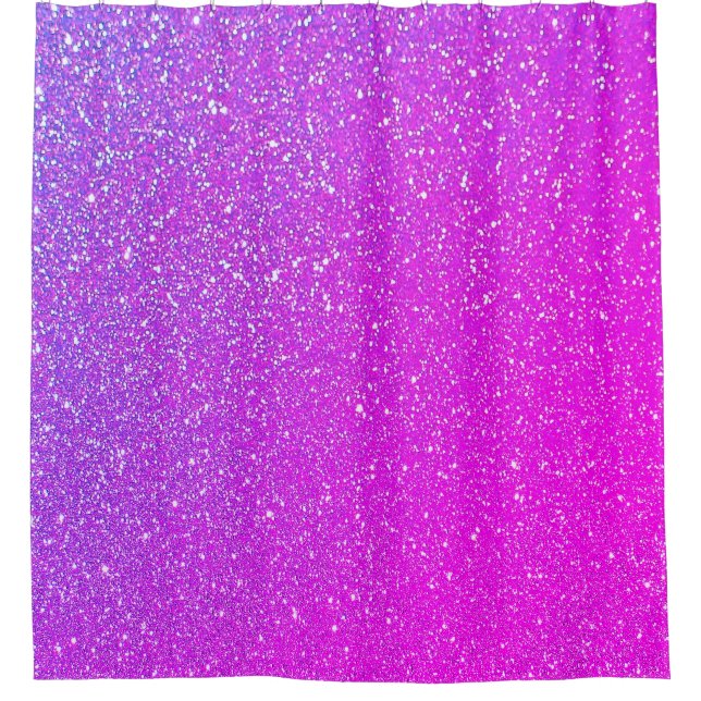 Sparkling Pink Purple Glitter Ombre Colorful Cute Shower Curtain (Front)