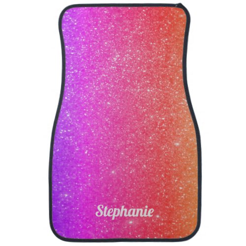 Sparkling Pink Purple Glitter Ombre Custom Name Car Floor Mat