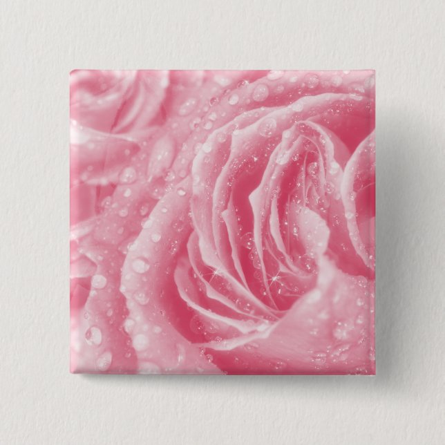 Sparkling Pink Rose Button (Front)