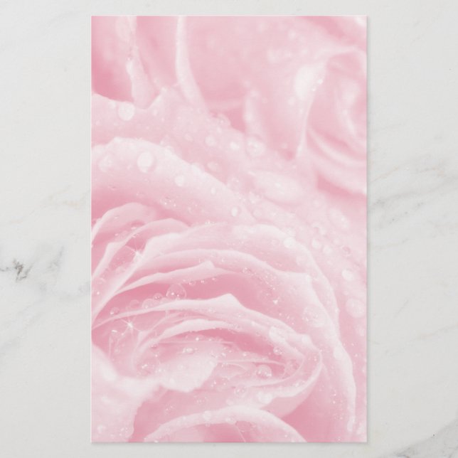 Sparkling Pink Rose Stationery (Front)