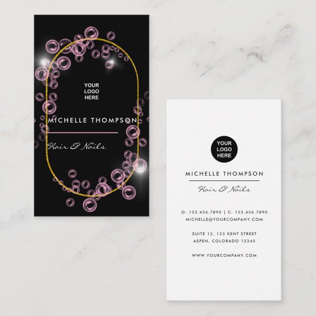  Sparkling Pink Soap Bubble Beauty Industry  Business Card (Front/Back)