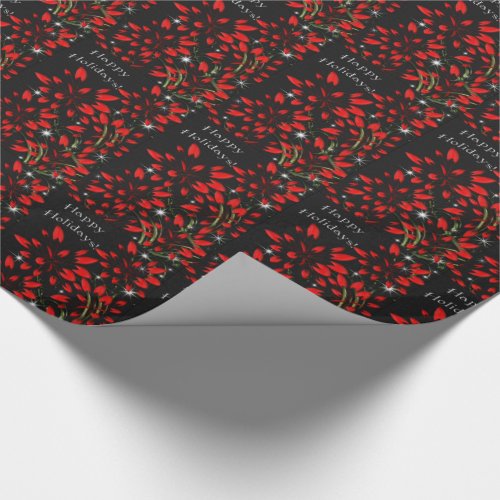 Sparkling Poinsettia Fireworks Wrapping Paper