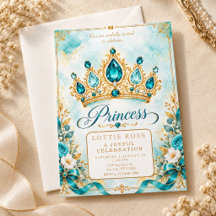 Sparkling Princess Tiara Birthday Invitation