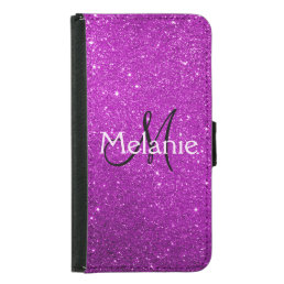 Sparkling Purple Glitter Monogrammed      Samsung Galaxy S5 Wallet Case