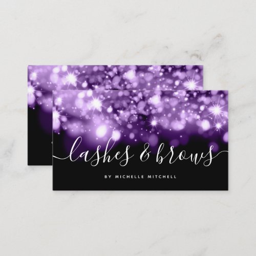 Sparkling Purple Lights Lashes  Brows  Business Card