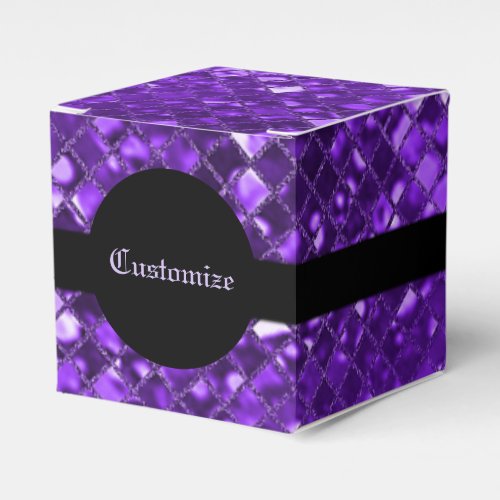 Sparkling Purple Mosaic Pattern Cube Favor Box