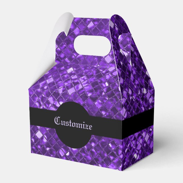 Sparkling Purple Mosaic Pattern Gable Favor Box (Front Side)