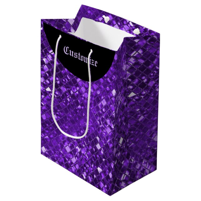 Sparkling Purple Mosaic Pattern Gift Bag (Front Angled)