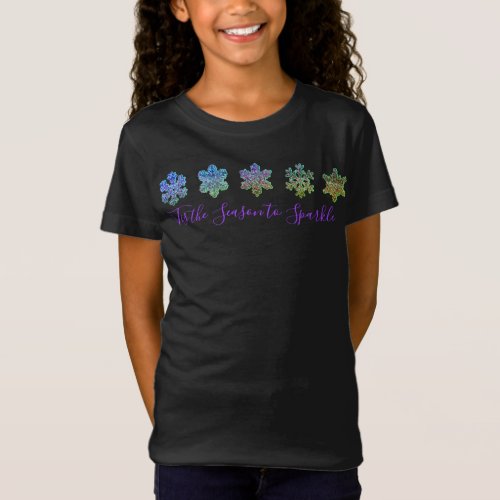 Sparkling purple pink snowflakes  T_Shirt