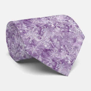 Sparkling Purple Snowflake Pattern Neck Tie