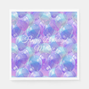 Sparkling Purple Teal Blue Birthday Party Balloons Napkins