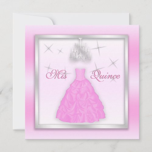 Sparkling Quinceanera Invite Light Pink Silver