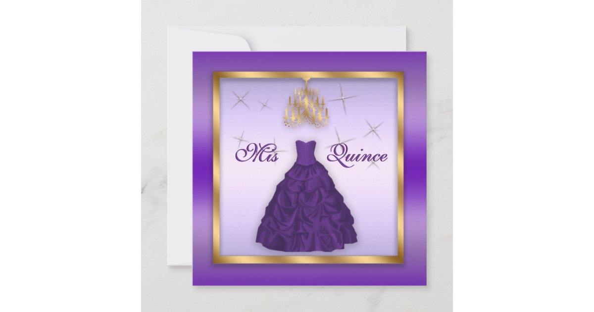 Sparkling Quinceanera Invite Purple Lavender Gold Zazzle