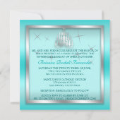 Sparkling Quinceanera Invite Teal Silver White (Back)