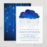 Sparkling Rain | Bold Royal Blue Baby Shower Invitation