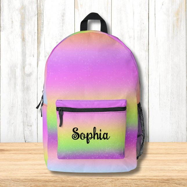 Sparkling Rainbow Colors Personalized Printed Backpack (Creator Uploaded)