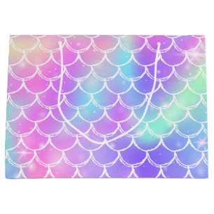 Sparkling Rainbow Mermaid Scales Large Gift Bag