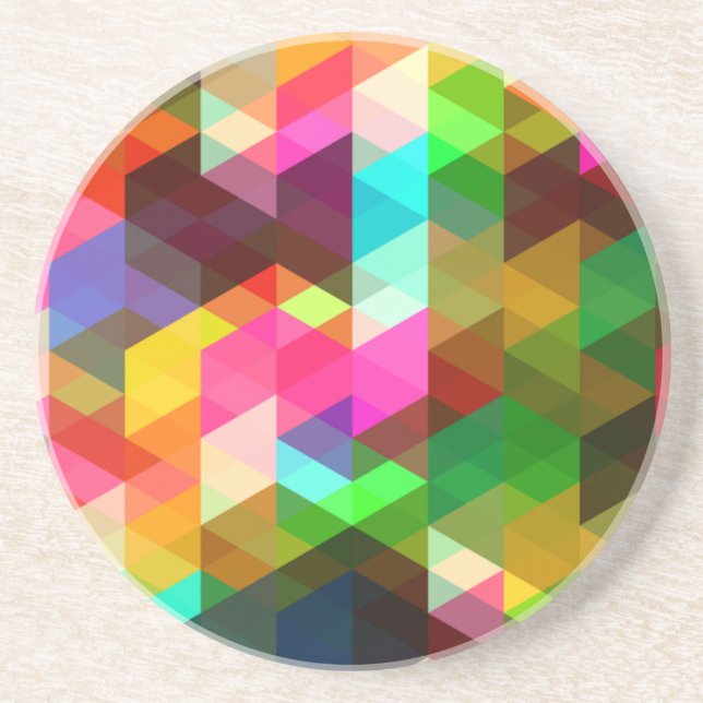 Sparkling Rainbow of Quadrangles Drink Coaster (Front)