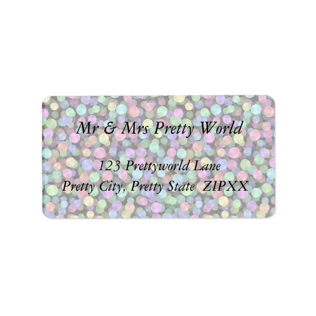 Sparkling Rainbow Polka Dots Label (Front)