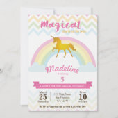 Sparkling rainbow unicorn birthday invitation (Front)