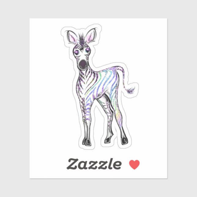 Sparkling rainbow zebra sticker (Sheet)