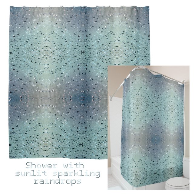 Sparkling Raindrops Boho Chic Aqua Shower Curtain (Creator Uploaded)
