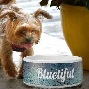 Sparkling Raindrops with Name Aqua Pet Bowl