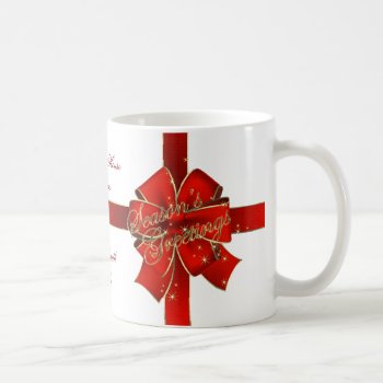 Sparkling Red Bow Season's Greetings Mug by Digitalbcon at Zazzle