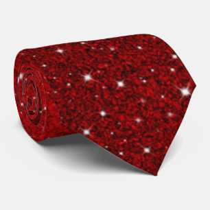 Sparkling Red Glitter & Stars Elegant Neck Tie