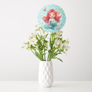Sparkling Red-Haired Mermaid Birthday Party Balloon