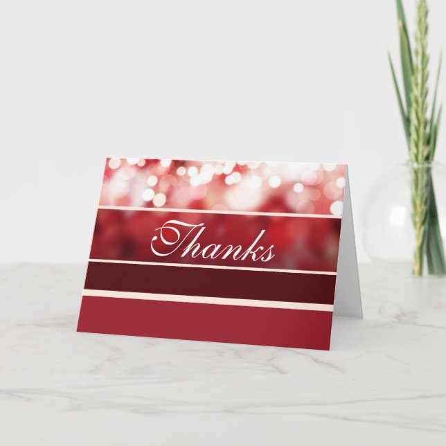 Sparkling Red Letterpress Thank You Card (Front)
