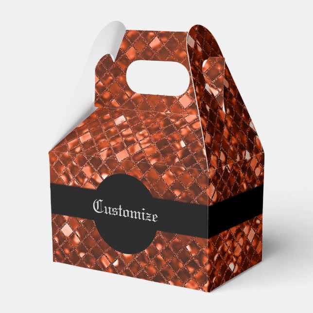 Sparkling Red Mosaic Pattern Gable Favor Box (Front Side)