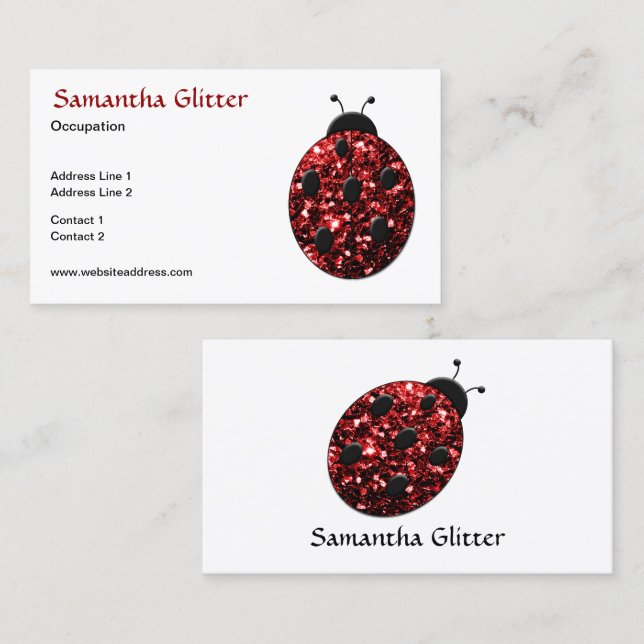 Sparkling red sparkles Ladybird Ladybug Business Card (Front/Back)