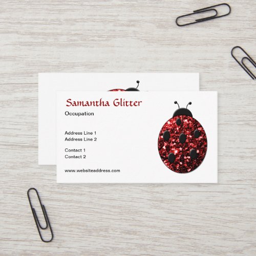 Sparkling red sparkles Ladybird Ladybug Business Card
