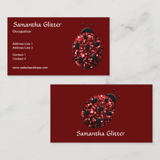 Sparkling red sparkles Ladybird Ladybug dark red Business Card