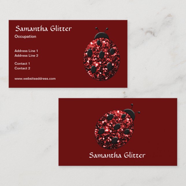 Sparkling red sparkles Ladybird Ladybug dark red Business Card (Front/Back)