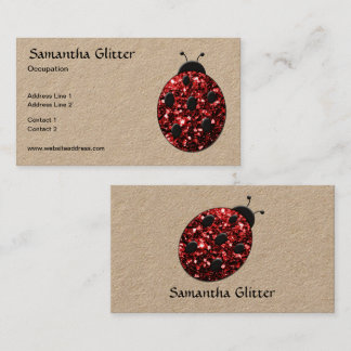 Sparkling red sparkles Ladybird Ladybug kraft Business Card