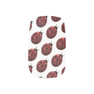 Sparkling red sparkles Ladybird Ladybug pattern Minx Nail Art