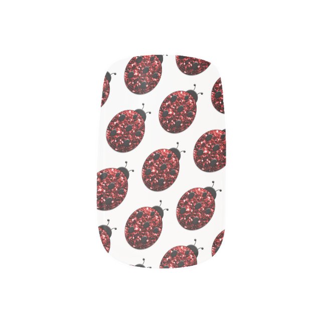 Sparkling red sparkles Ladybird Ladybug pattern Minx Nail Art (Left Thumb)