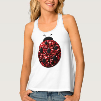 Sparkling red sparkles Ladybird Ladybug pattern Tank Top