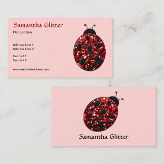 Sparkling red sparkles Ladybird Ladybug rose Business Card
