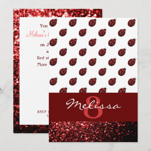 Sparkling red sparkles Ladybug Birthday Invitation