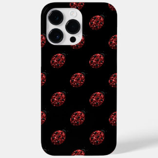 Sparkling red sparkles Ladybug pattern black Case-Mate iPhone 14 Pro Max Case