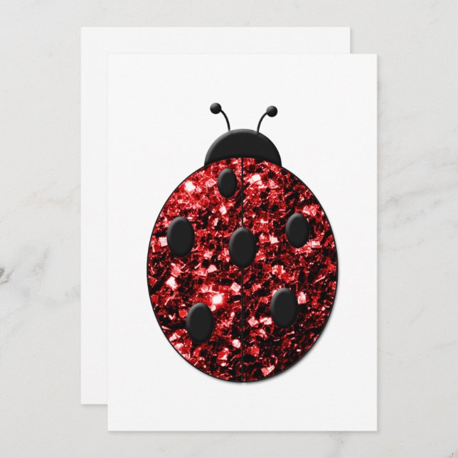Sparkling red sparkles Ladybug Personalize Invitation (Front/Back)