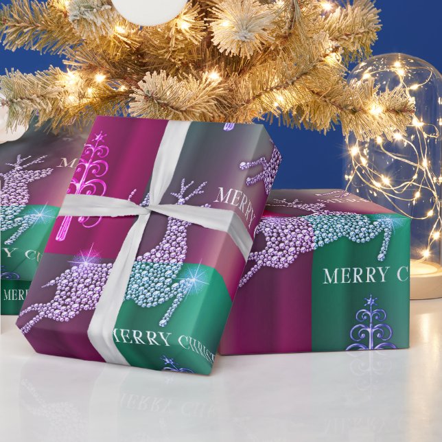 Sparkling Reindeer Luxurious Christmas Wrapping Paper (Holidays)