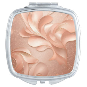 Sparkling Rose Gold Glitter Magic Design Compact Mirror