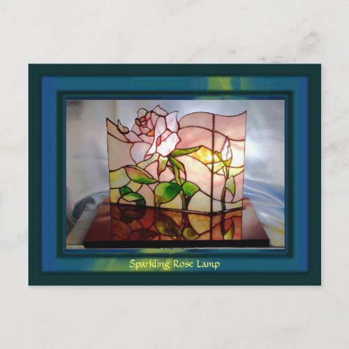 Sparkling Rose Lamp Art Postcard