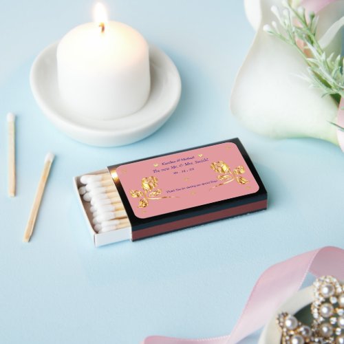 Sparkling Rose Wedding Event Matchbox Matchboxes