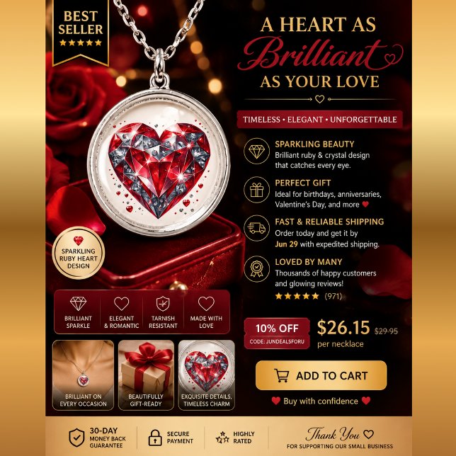 Sparkling Ruby Heart Necklace – Elegant Romantic J (Creator Uploaded)